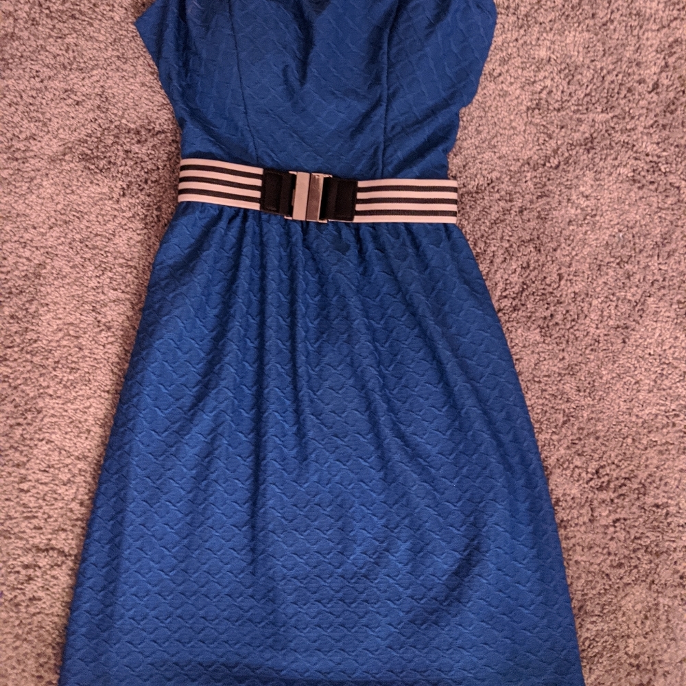 Blue Open Back Dress - Picture 2 of 4